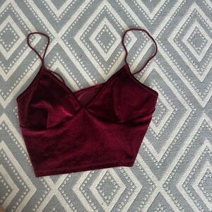 Burgundy Velvet Crop Top